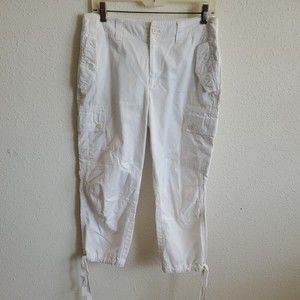 Lauren Ralph Lauren Women's 100% Cotton White Cargo Joggers Capris Pant Size 8